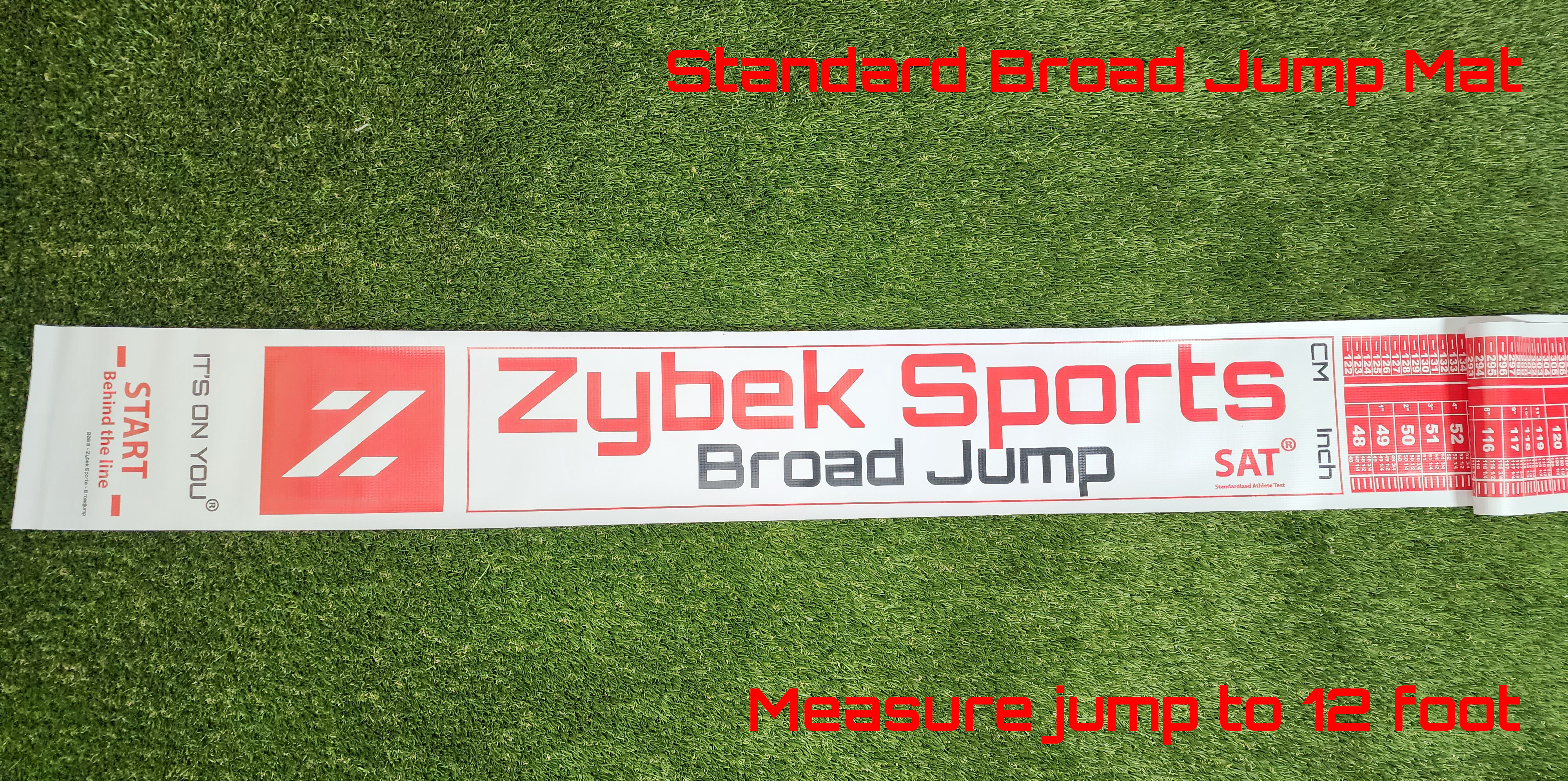 Standard broad jump mat.